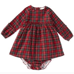 NWT Chelsea And Violet Plaid Christmas Dress Bloomer Set 18M